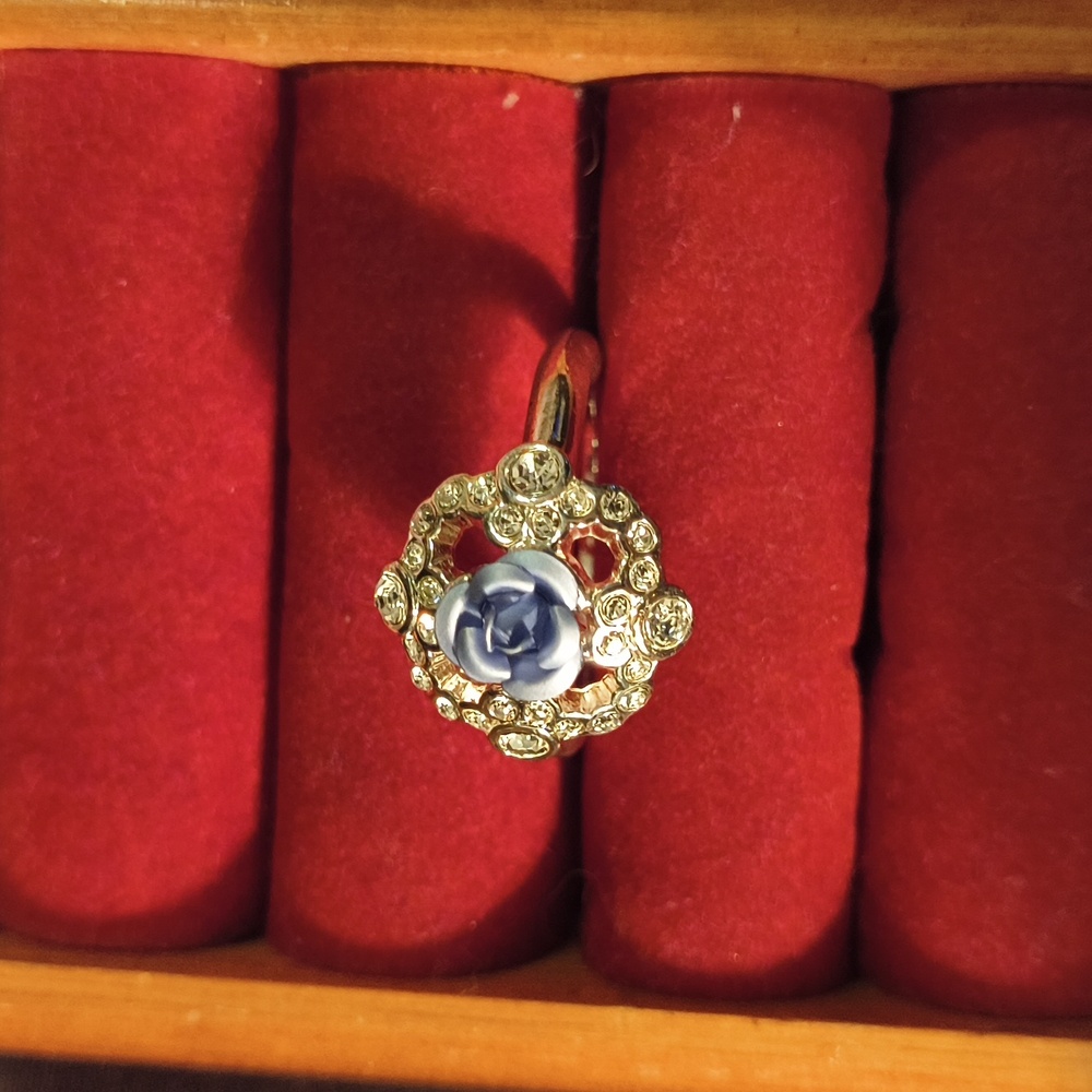 Elegant Silver and Blue Gemstone Ring Size 9